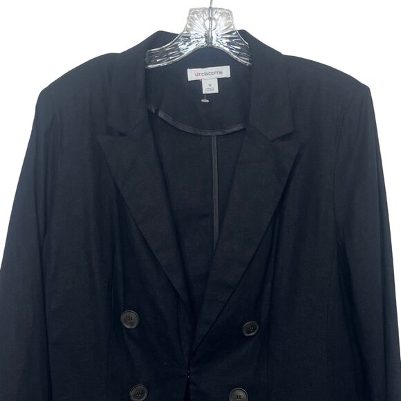 Liz Claiborne Blazer Womens Size 20W Black Linen Blend New WOT - Picture 3 of 8